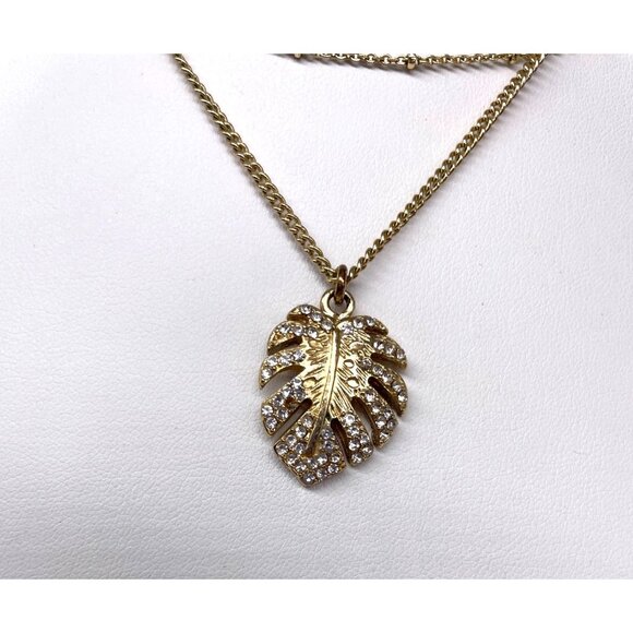 Lilly Pulitzer Gold-Tone Monstera Leaf Necklace Adjustable Bracelet Set READ - Picture 2 of 9